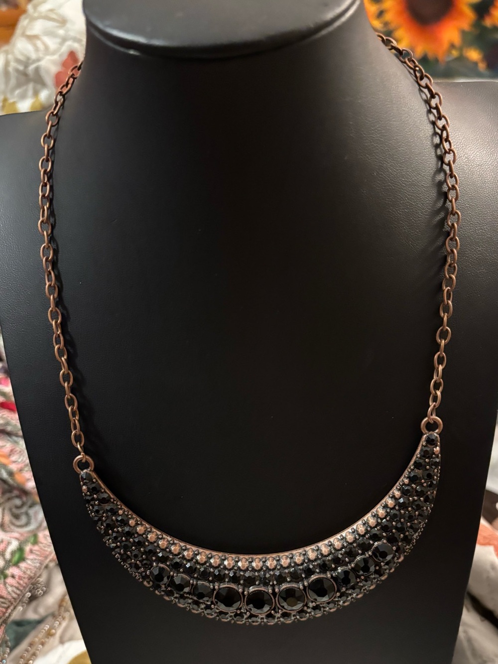 Crescent Black Crystal Statement Necklace - Women Jewelry